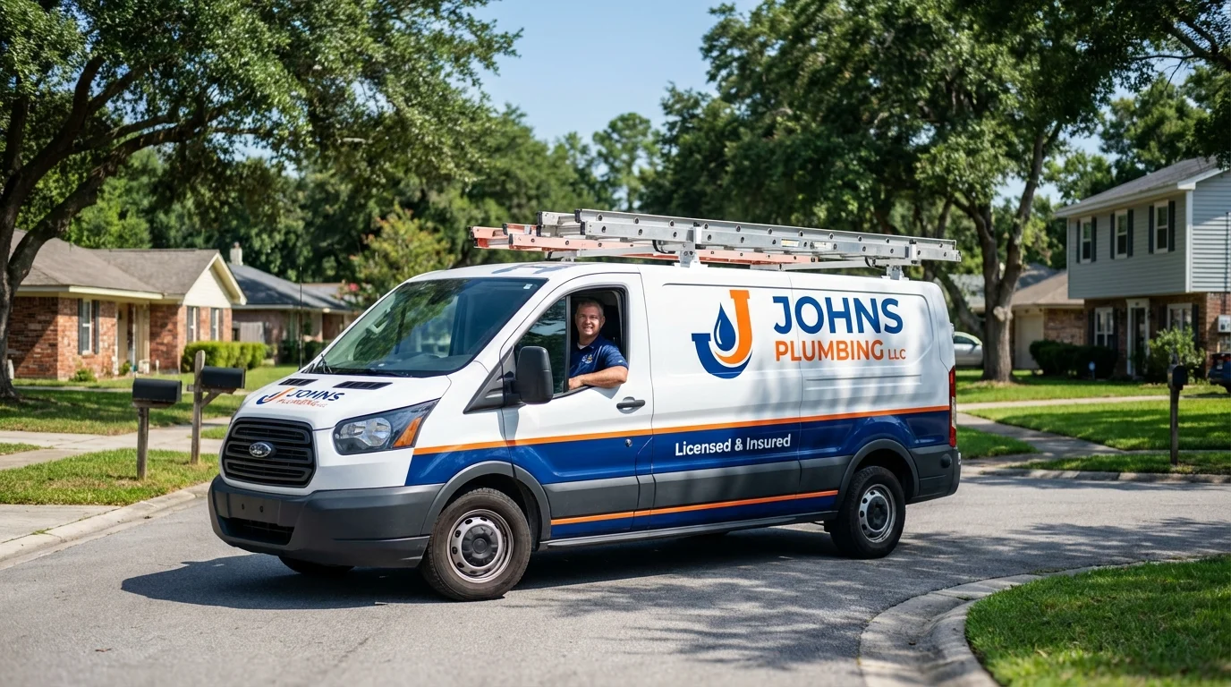 Johns Plumbing LLC service van in Tyler, TX